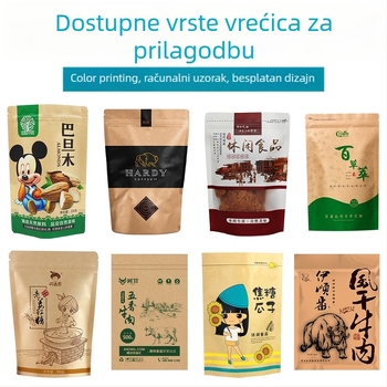 Prilagođena torbica od kraft papira sa ZIP zatvaračem, prozirnim prozorom od aluminijske folije, samostojeća vrećica za slatkiše