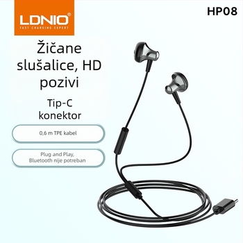 In-ear žične slušalice, 3,5 mm, Type-C sučelje, metalno kućište, za igre i glazbu – Lidenuo
