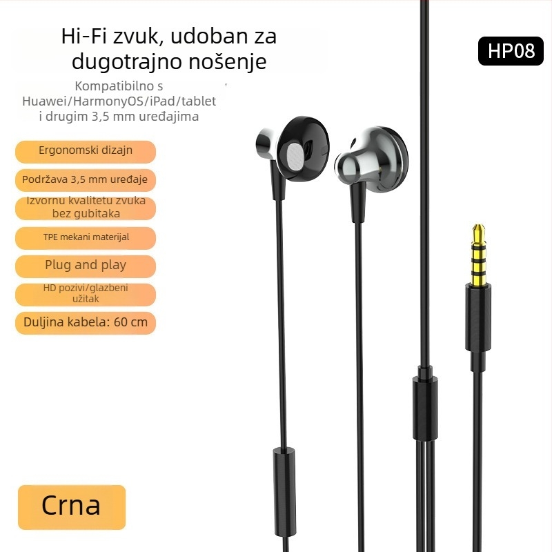 In-ear žične slušalice, 3,5 mm, Type-C sučelje, metalno kućište, za igre i glazbu – Lidenuo