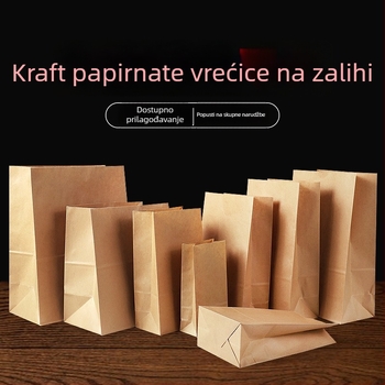 Žute kraft papirne vrećice, s kvadratnim dnom, za pakiranje hrane i dostavu, otporne na ulje, 100 kom