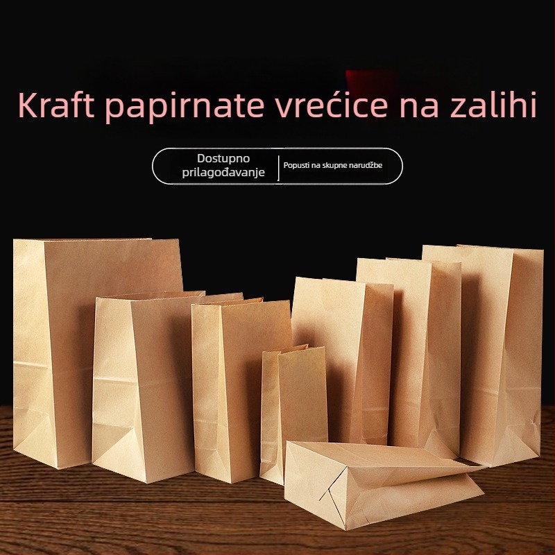 Žute kraft papirne vrećice, s kvadratnim dnom, za pakiranje hrane i dostavu, otporne na ulje, 100 kom
