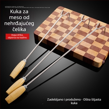 Nehrđajući čelični debeli kuka za meso s dugom drškom