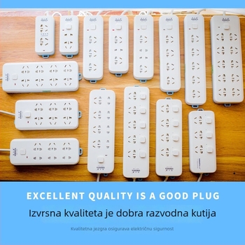 Xindatai produžni kabel s više utičnica, visokou snagom, bakreni vodiči, za dom i ured