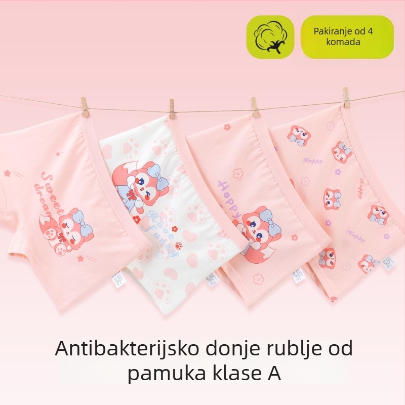 Dječje bokserice za djevojčice od 100% pamuka – srednje visine struka, za djecu 3–8 godina