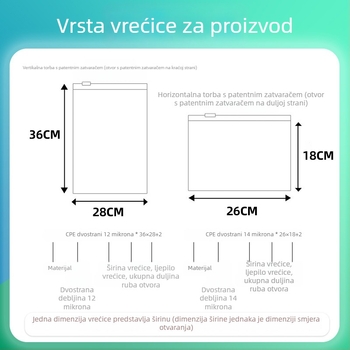 Prilagođena CPE matirana vrećica sa zatvaračem za pakiranje odjeće, prozirni PE materijal