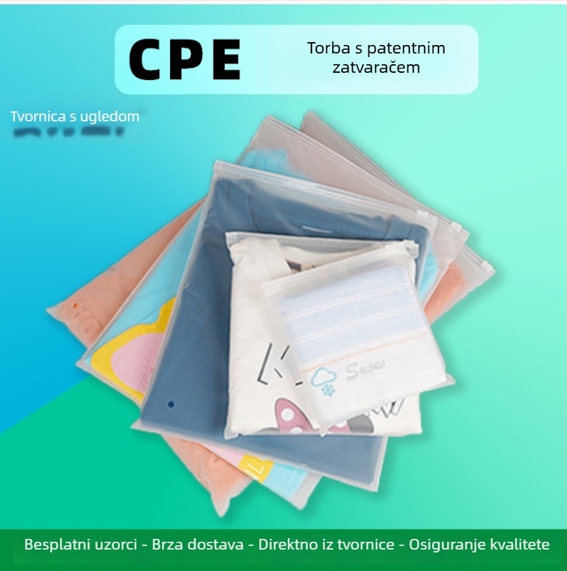 Prilagođena CPE matirana vrećica sa zatvaračem za pakiranje odjeće, prozirni PE materijal