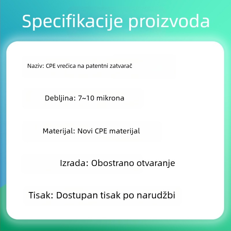 Prilagođena CPE matirana vrećica sa zatvaračem za pakiranje odjeće, prozirni PE materijal