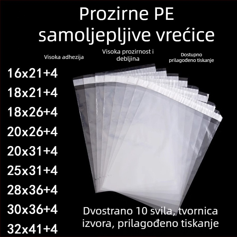 Samozalijepljene PE/PP vrećice za odjeću, zaštitne i zatvaraće, debljina 12 mil