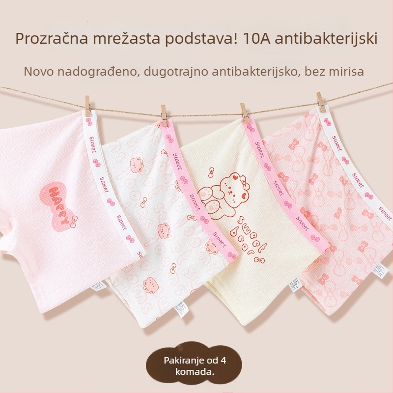 Dječje gaćice za djevojčice, pamukasta mrežasta tkanina, klasa A, dječji bokserice, ljetni tanki model, ne stežu zadnjicu