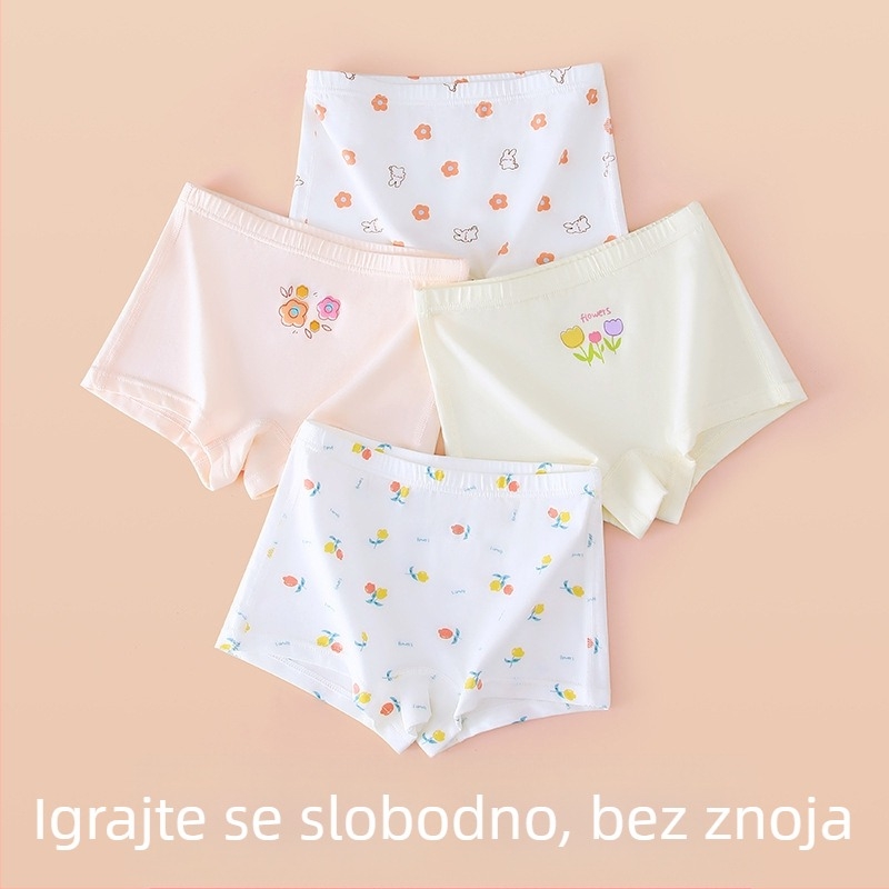 Dječje pamukaste gaćice za djevojčice - mekane i udobne, s karikaturnim uzorkom, antibakterijske, nježne prema koži