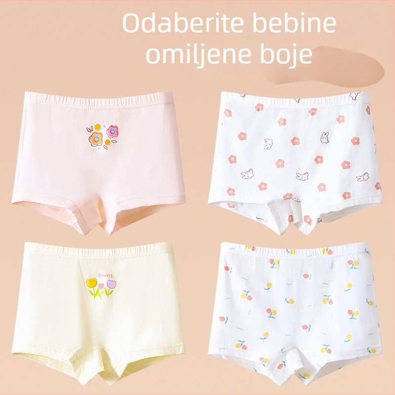 Dječje pamukaste gaćice za djevojčice - mekane i udobne, s karikaturnim uzorkom, antibakterijske, nježne prema koži