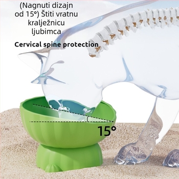 Plastična uzdignuta zdjela za mačke s velikim otvorom, za hranu i vodu, protiv prevrtanja, potpora za vrat