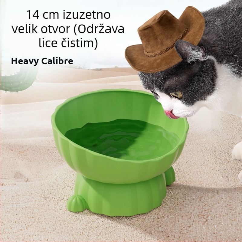 Plastična uzdignuta zdjela za mačke s velikim otvorom, za hranu i vodu, protiv prevrtanja, potpora za vrat