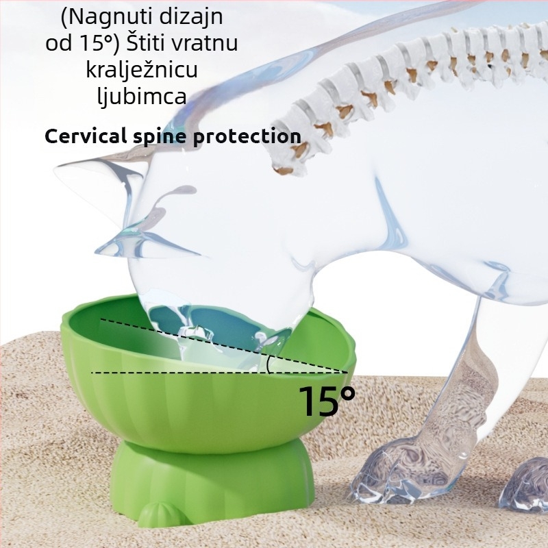 Plastična uzdignuta zdjela za mačke s velikim otvorom, za hranu i vodu, protiv prevrtanja, potpora za vrat