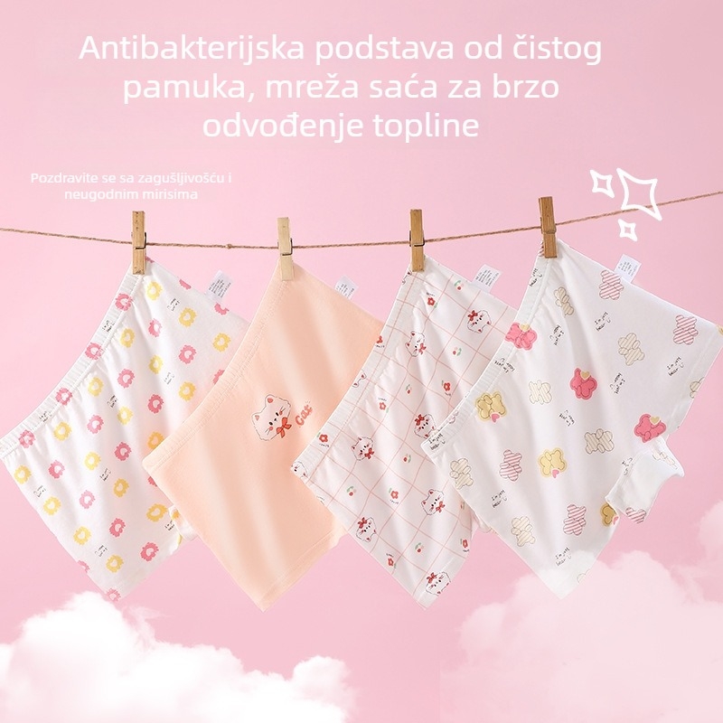 Set od 4 pamukastih bokserica za djevojčice, srednji pojas, uzrast 3–8 godina