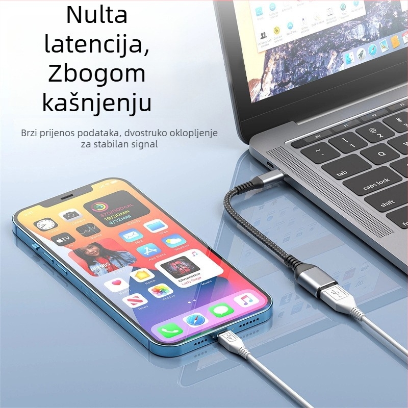 Kabel Type-C na USB 3.0 OTG, visoka brzina prijenosa podataka, Type-C muški na USB-A ženski, duljina 1–2 m, crna