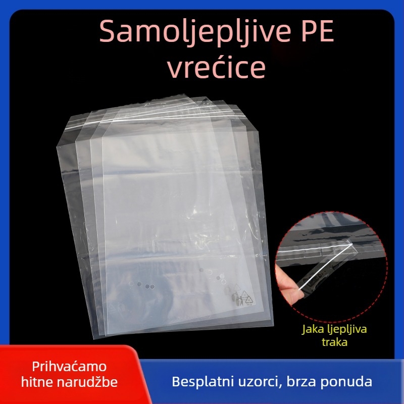 Prilagođene prozirne OPP samoljepljive vrećice, PE pakiranje, s ravnim otvorom