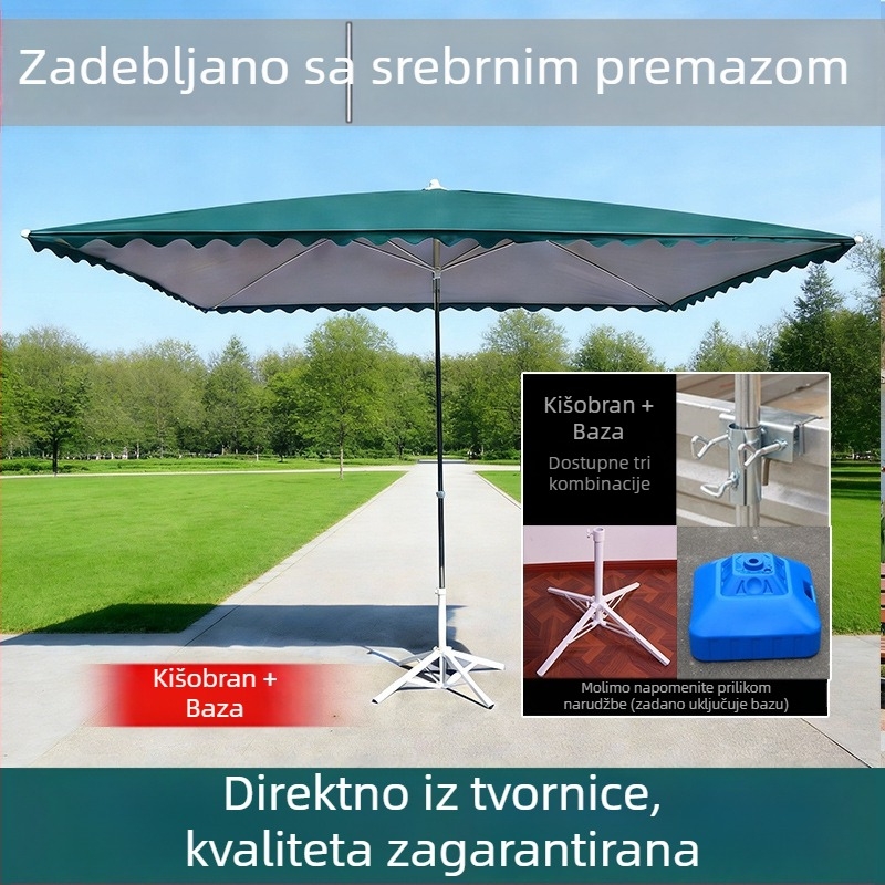 Velika vanjska kišobran za štandove, pravokutna sjenilica za dvorište/terasu, komercijalni izdržljivi nadstrešnik uz UV zaštitu