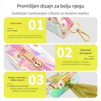 Novi dispenser za vrećice za izmet kućnih ljubimaca, futrola od laserski gravirane kože i šarenih prozirnih biološki razgradivih vrećica