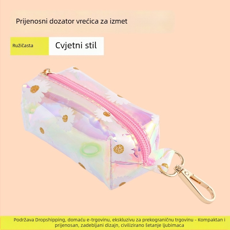 Novi dispenser za vrećice za izmet kućnih ljubimaca, futrola od laserski gravirane kože i šarenih prozirnih biološki razgradivih vrećica