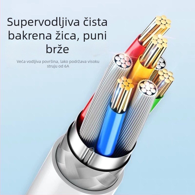 100W Type-C Brza punjačka glava za Huawei s kabelom 1–2 m, bijela silikonska konstrukcija