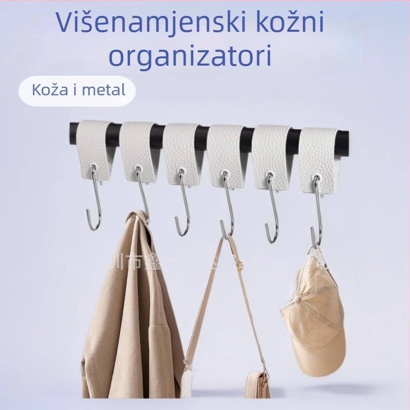 6-djelni set kožnih kuka s S-oblika – višestruki držači za kuhinju, kupaonicu i spavaću sobu, za kampiranje i vanjsku upotrebu