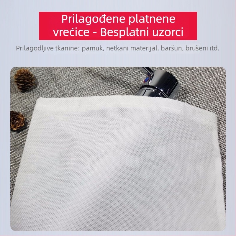 Prilagođena vrećica od netkanog materijala s vezicama za pohranu slavina i sanitarnih artikala