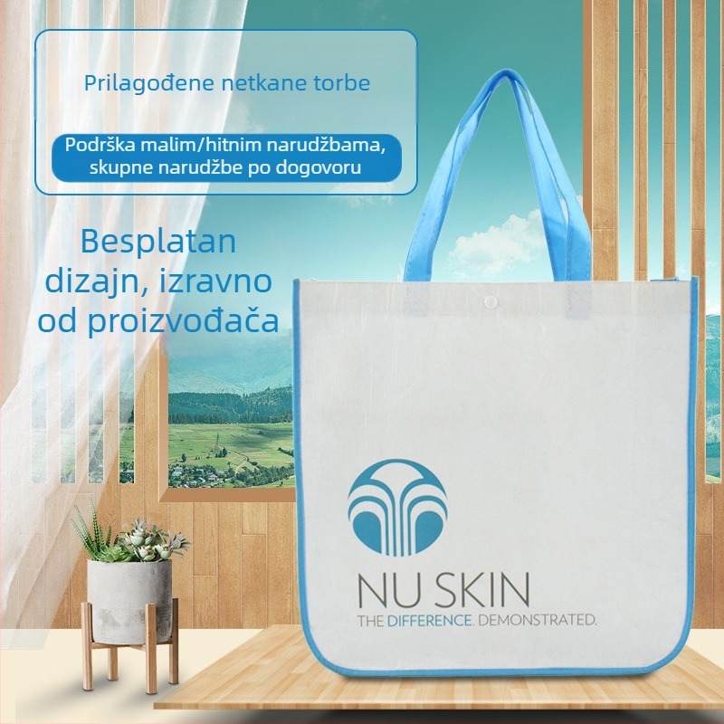 Torbe od netkanog materijala s zaobljenim kutovima, prilagođene laminirane reklamne torbe, torbe za dućan odjeće, torbe za pakiranje pri kupnji, darovne torbe s logom