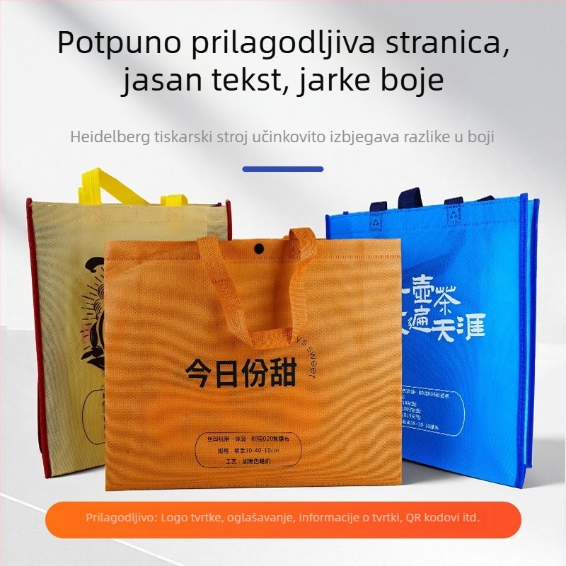 Netkana torba za kupovinu, laminirana, s ojačanim dnom, ekološki prihvatljiva, s tiskom logotipa