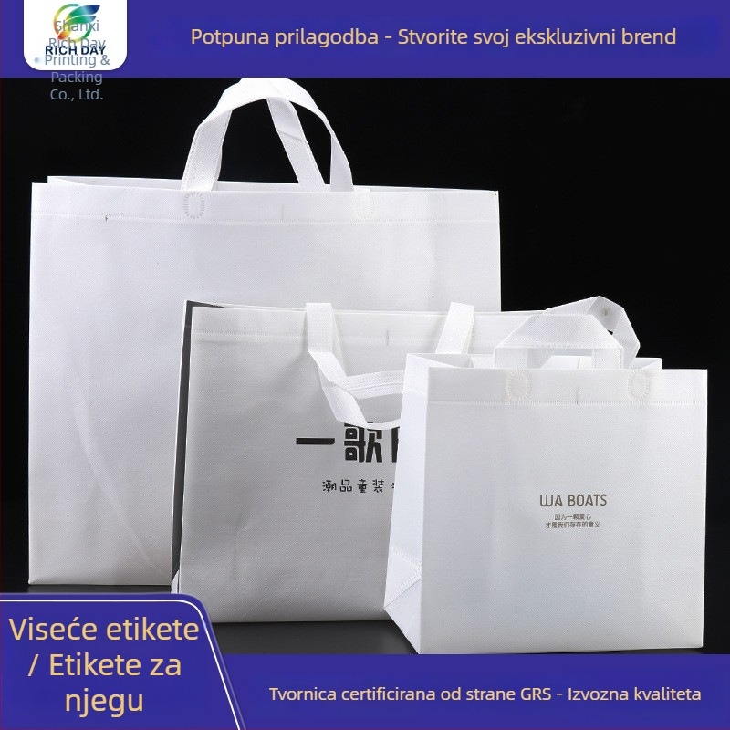Netkana torba s logotipom, laminirani šareni završetak, torba za dječju odjeću u trgovini