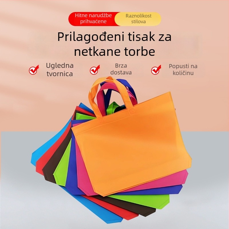 Prilagođene netkane torbe za reklamu, tote torbe s otiskom logotipa, laminirane platnene torbe, zgusnuta netkana tkanina, veliki kapacitet