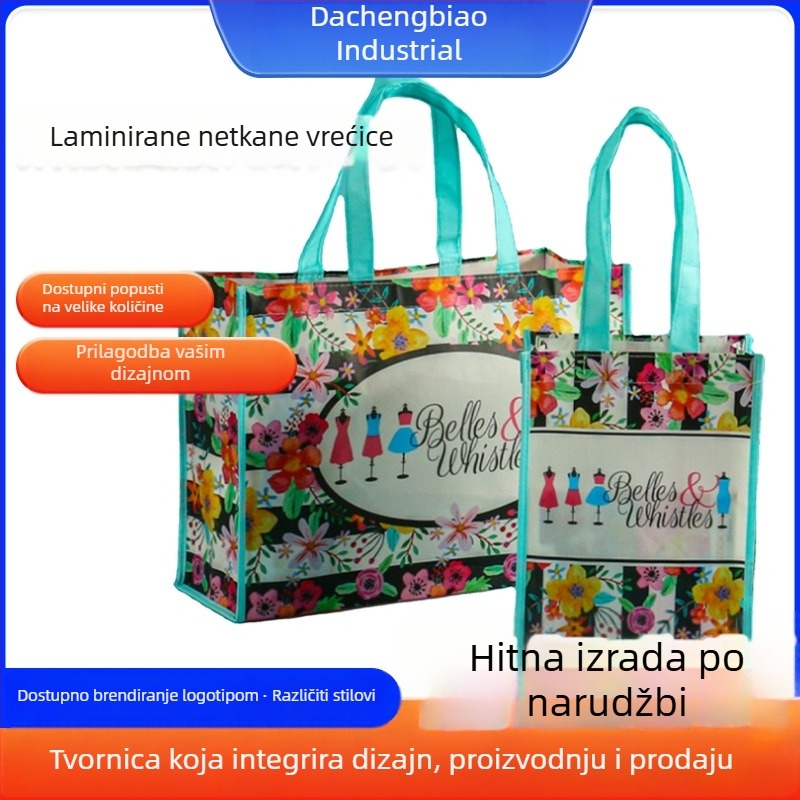 Laminirana netkana torba s bojom tiska za darove, pakiranje za dostavu i kupovinu