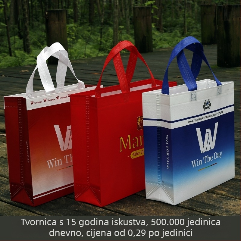 Torba od netkanog materijala s logom, prilagođena izložbama, laminirani završetak, višebojni tisak, poklon torba