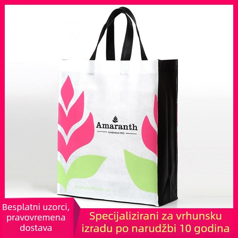 Torba od netkanog materijala s logom, prilagođena izložbama, laminirani završetak, višebojni tisak, poklon torba