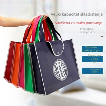 Torba za kupovinu od netkanog materijala s prilagođenim logom, sklopiva s kopčom, ekološka reklamna torba