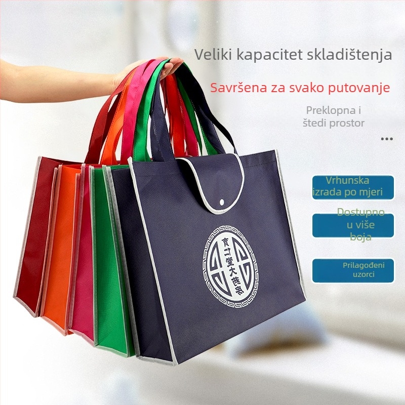 Torba za kupovinu od netkanog materijala s prilagođenim logom, sklopiva s kopčom, ekološka reklamna torba