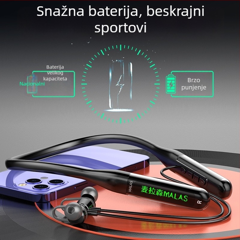 Be More Bright nove sport Bluetooth slušalice s trakom oko vrata, dugotrajna baterija, vodootporne, redukcija buke za trčanje