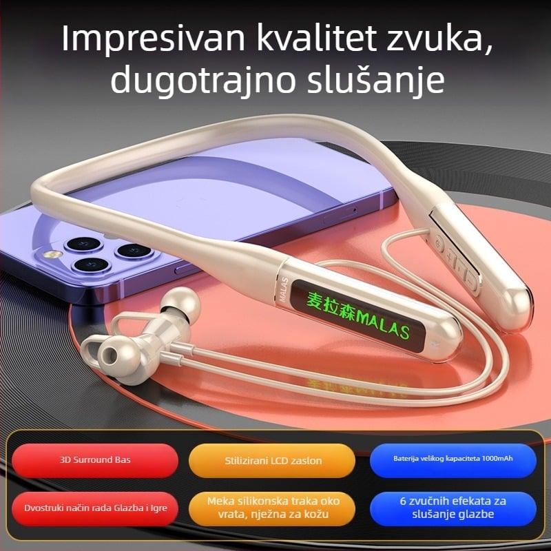 Be More Bright nove sport Bluetooth slušalice s trakom oko vrata, dugotrajna baterija, vodootporne, redukcija buke za trčanje