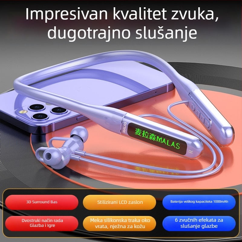 Be More Bright nove sport Bluetooth slušalice s trakom oko vrata, dugotrajna baterija, vodootporne, redukcija buke za trčanje