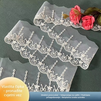 Delikatna mrežasta čipka s floralnim vezom u Lolita stilu za kućne tekstile, DIY ručna izrada, donje rublje, odjeća, jastuci za kauč i kućni dekor