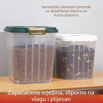 Spremnik za hranu kućnih ljubimaca otporan na vlagu s hermetičkim zatvaračem, za mačke i pse, kapacitet 10 L+