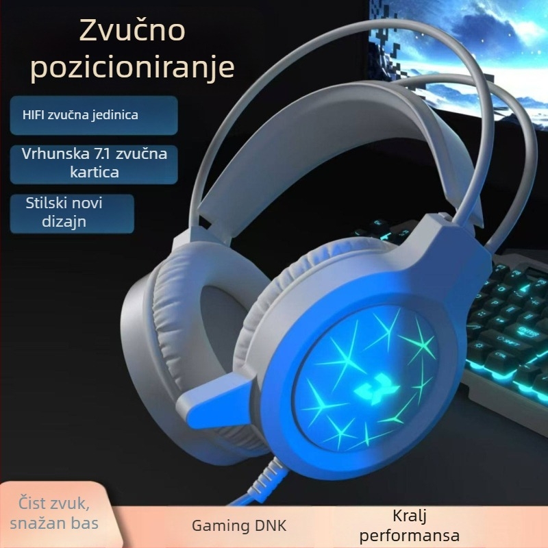 Žični gaming headset s USB LED osvjetljenjem, za PC i prijenosno računalo