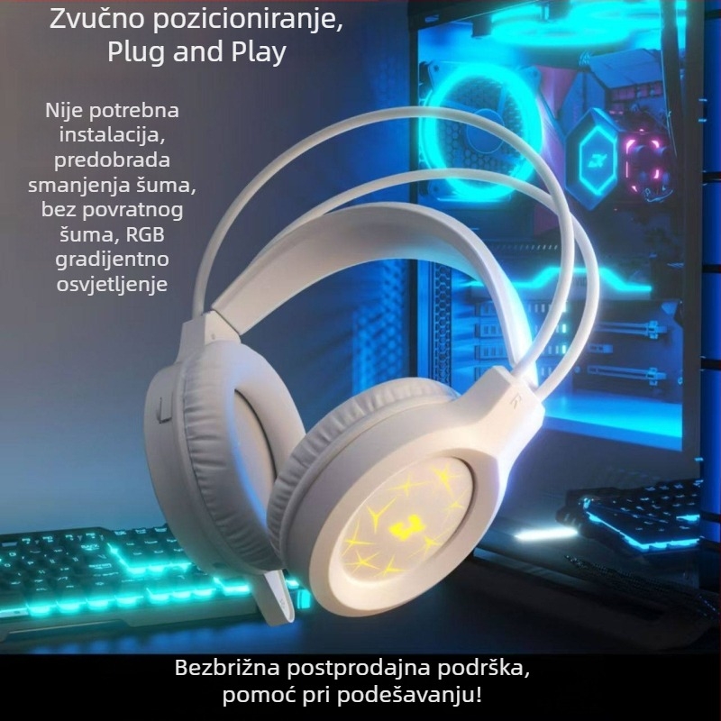 Žični gaming headset s USB LED osvjetljenjem, za PC i prijenosno računalo