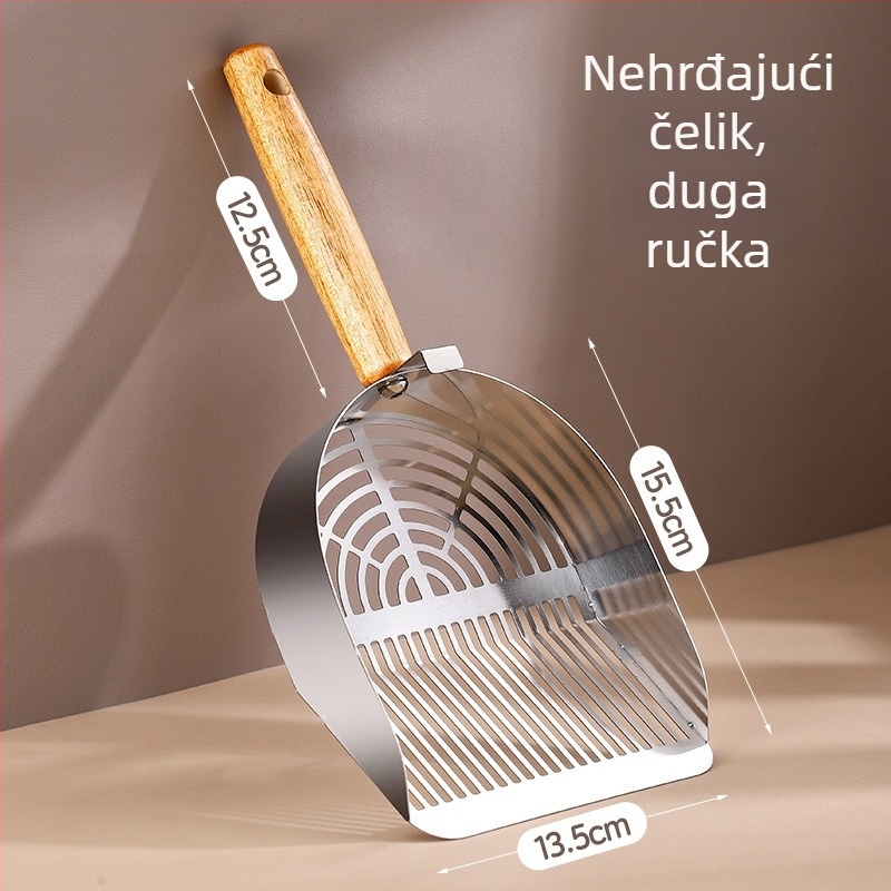 Nehrđajući čelični lopatica za mačji pijesak, velika, fina mreža, za tofu pijesak