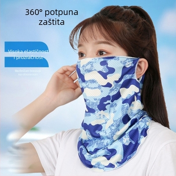 Kamuflna maska za biciklizam od ledene svile s ušnim petljama, otporna na vjetar, UV zaštita, šal za vrat