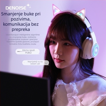 Bežične slušalice s mačjim ušima, Bluetooth, mikrofon, za igranje i streaming