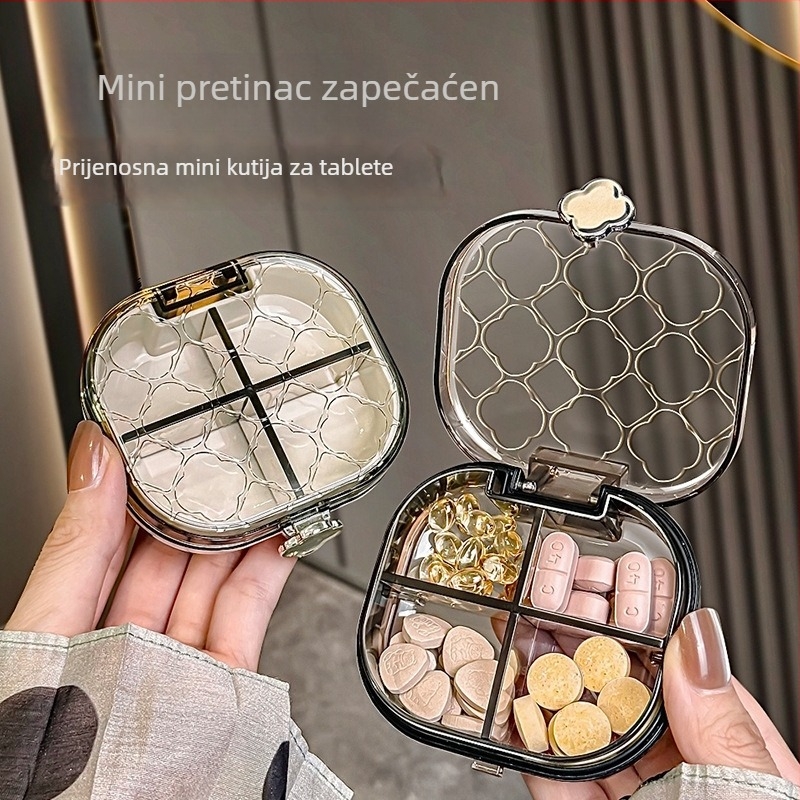 Kutija za tablete s više odjeljaka, zatvorena, otporna na vlagu, prijenosna