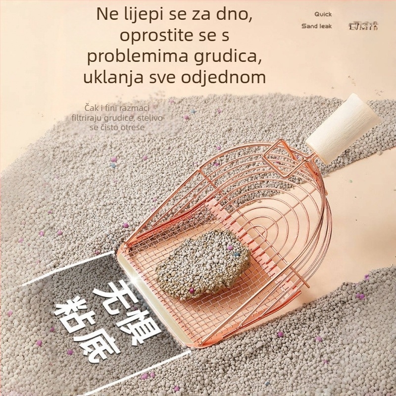 Nehrđajuća čelična lopatica za mačju stelju s finim otvorima, velika veličina