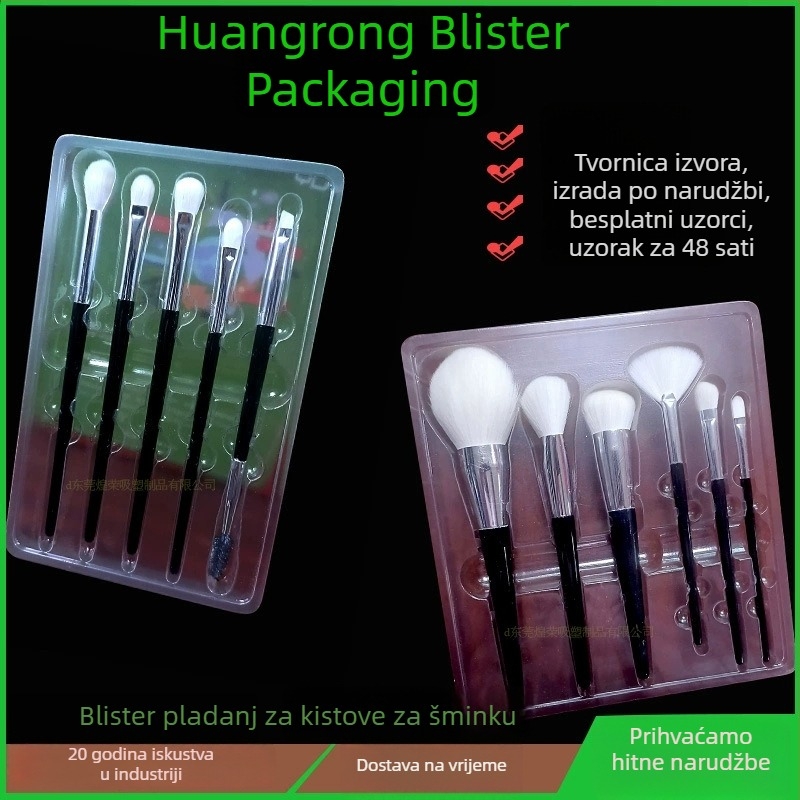 Prilagodljiv set baze za četkice za šminku sa blister umetkom, prozirna ambalaža, blister kutija, komplet kozmetike