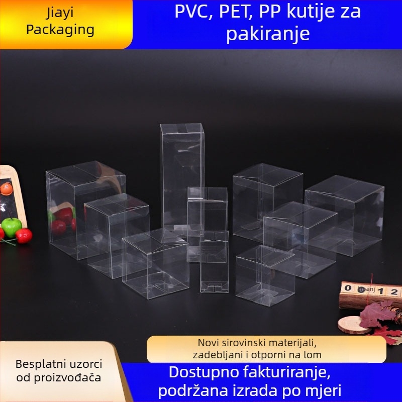 Prozirna PVC kutija za pakiranje, plastična kvadratna kutija s mat završetkom, sklopiva za darove i igračke za kućne ljubimce